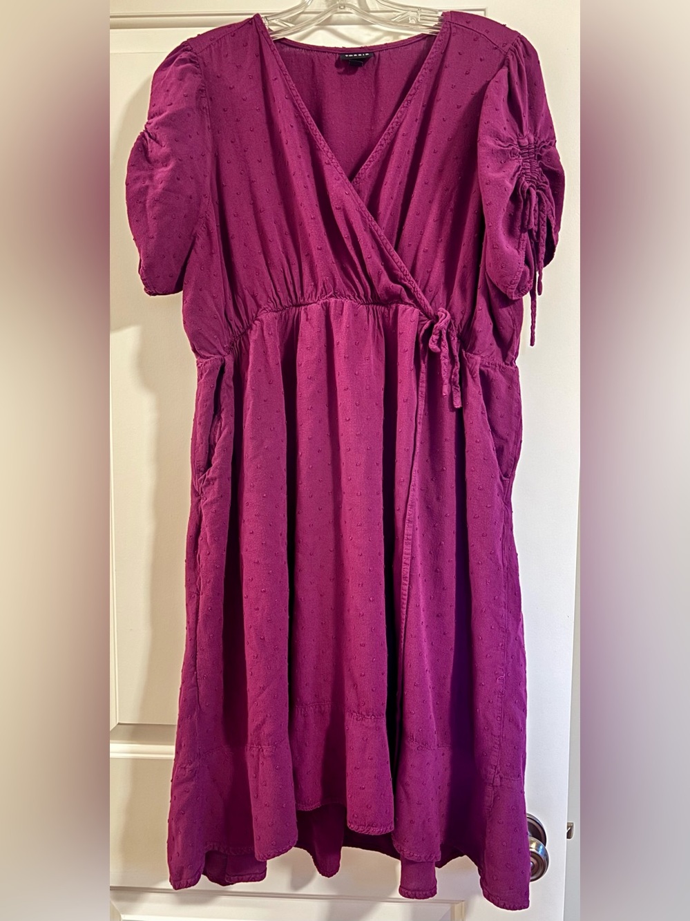 Torrid Fuchsia Wrap-Style Textured Midi Dress